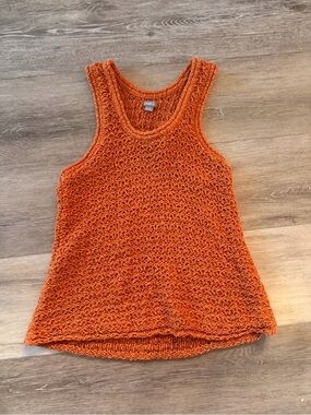 Aerie Burnt Orange Crochet Knit Tank Top - Size Small